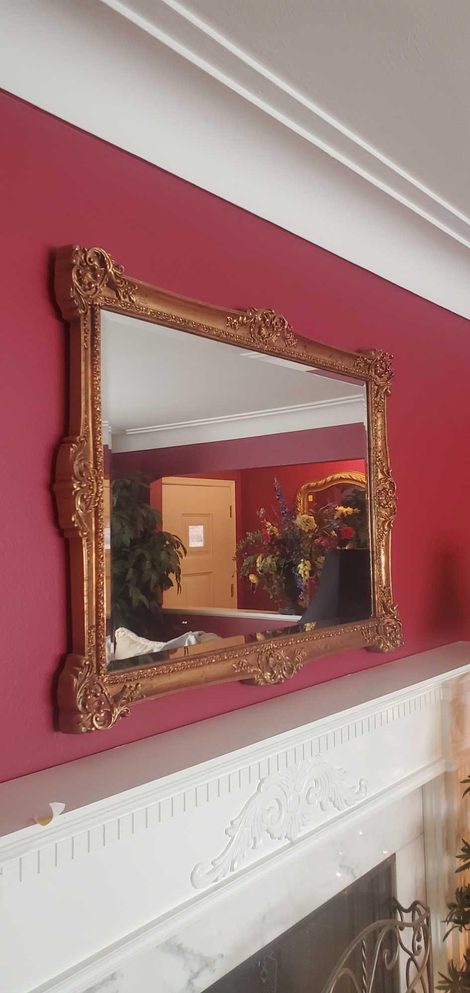 L- Gold Painted Wood Framed Wall Mirror