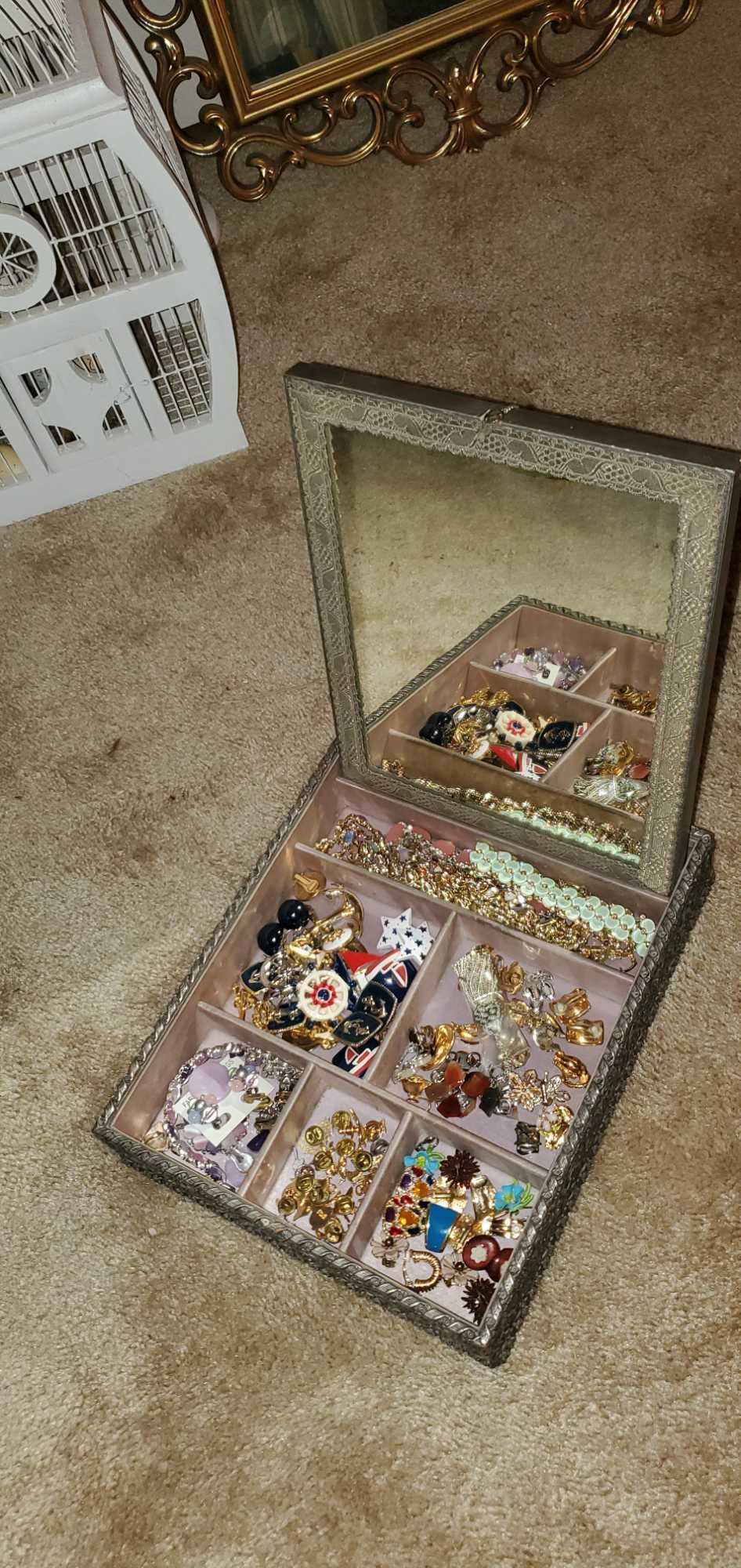 B2- Antique Jewelry Box with Contents