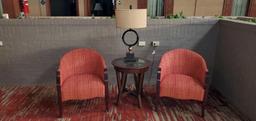 L- (2) Chairs, Table and Lamp