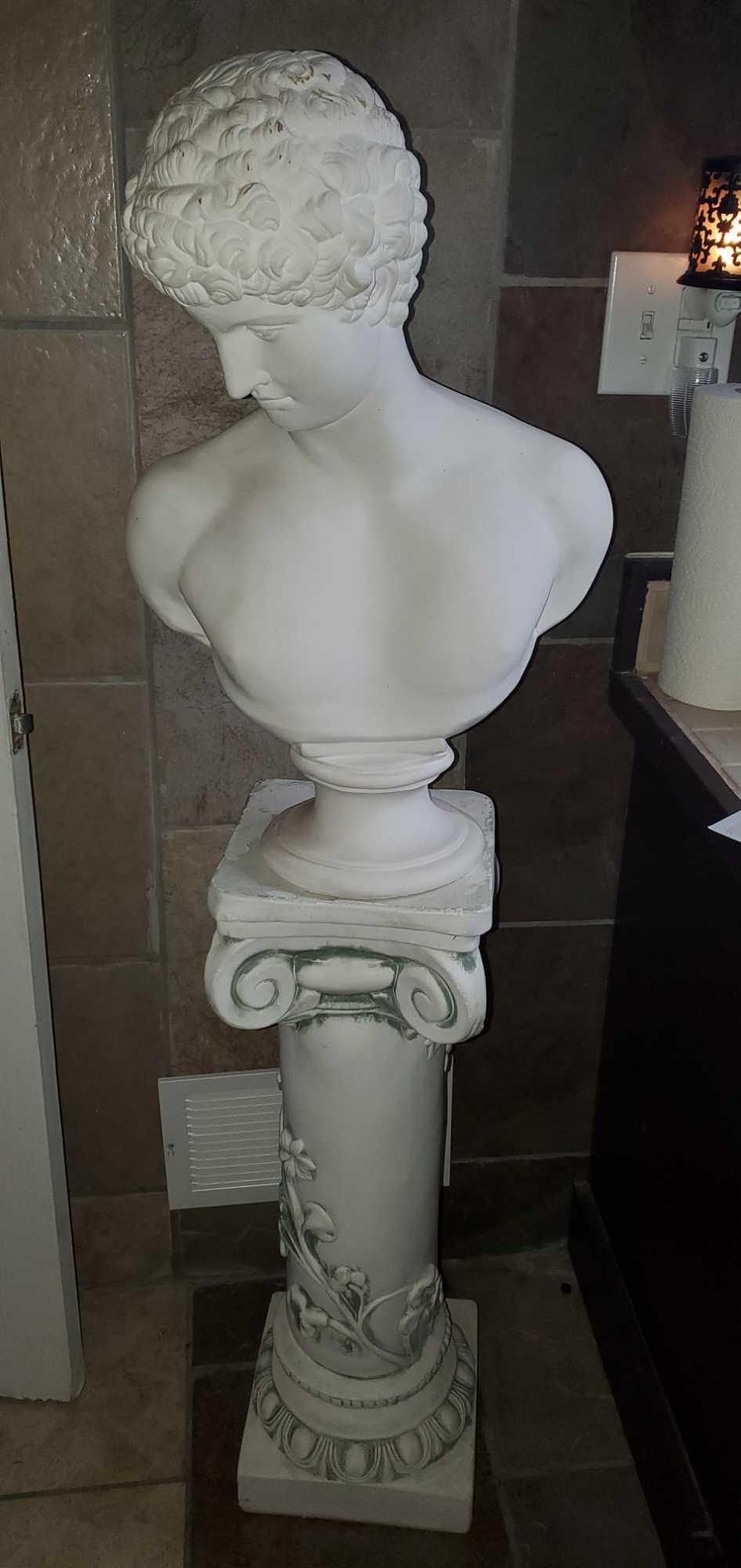 U- Plaster Bust of Man and Pillar