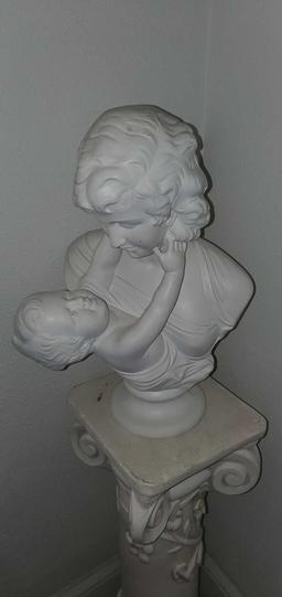 LR- Woman with Baby Plaster Bust on Pedestal