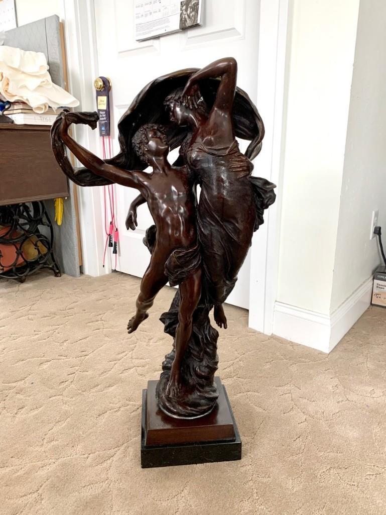 "Allegorie" Bronze Man and Woman Sculpture