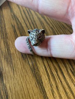 K- Sterling Silver Panther Ring