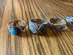 K- (7) Sterling Silver Rings