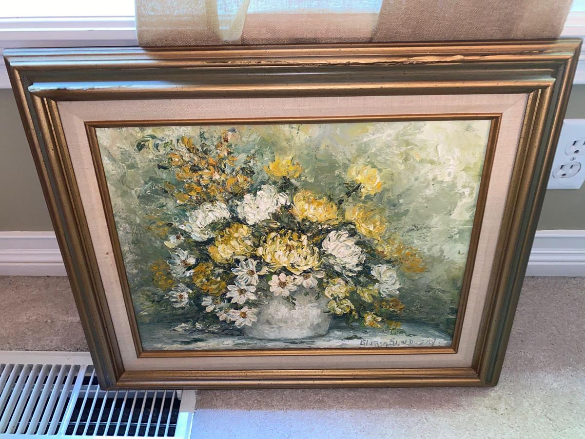 U- Yellow and White Flowers Oil Painting