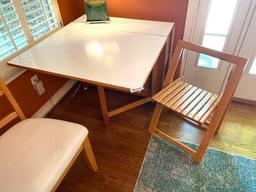 M-Folding Oak Formica Table and (4) Chairs