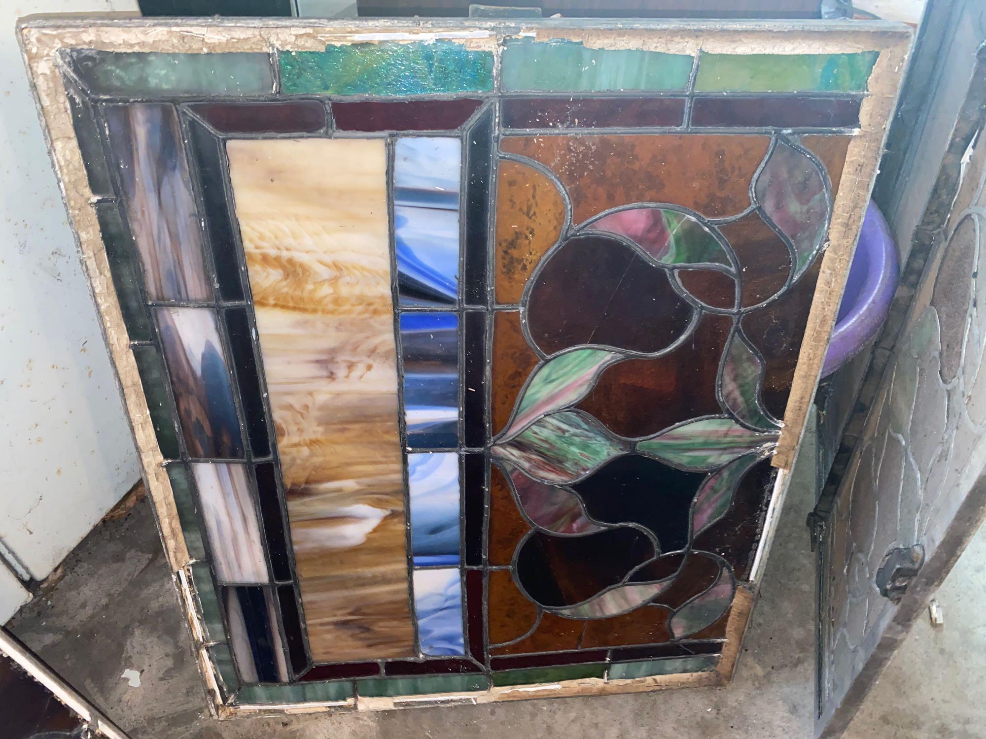 G- Lot of (4) Matching Panes of Stained Glass