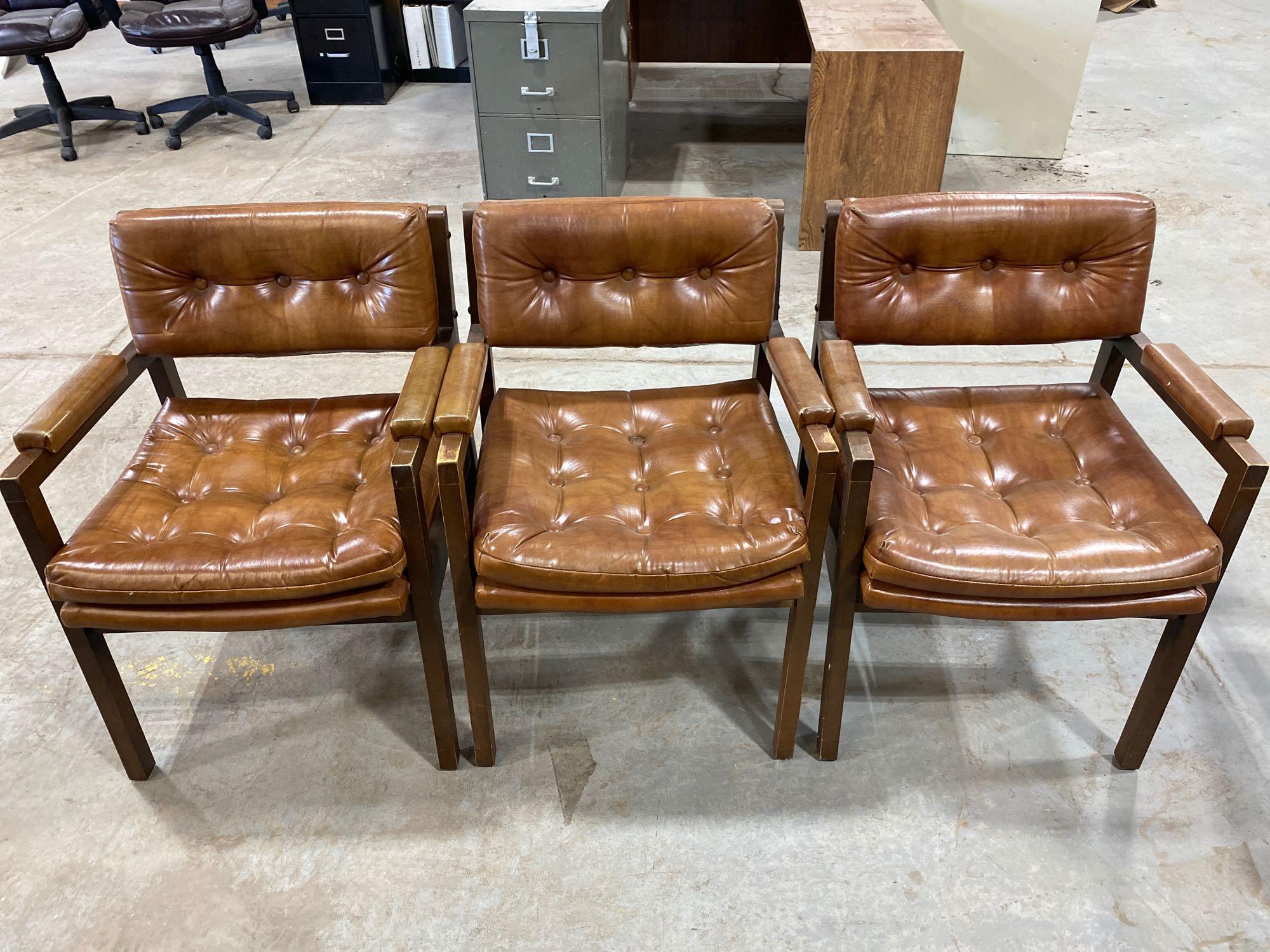 Lot of (3) Leather Office Chairs.