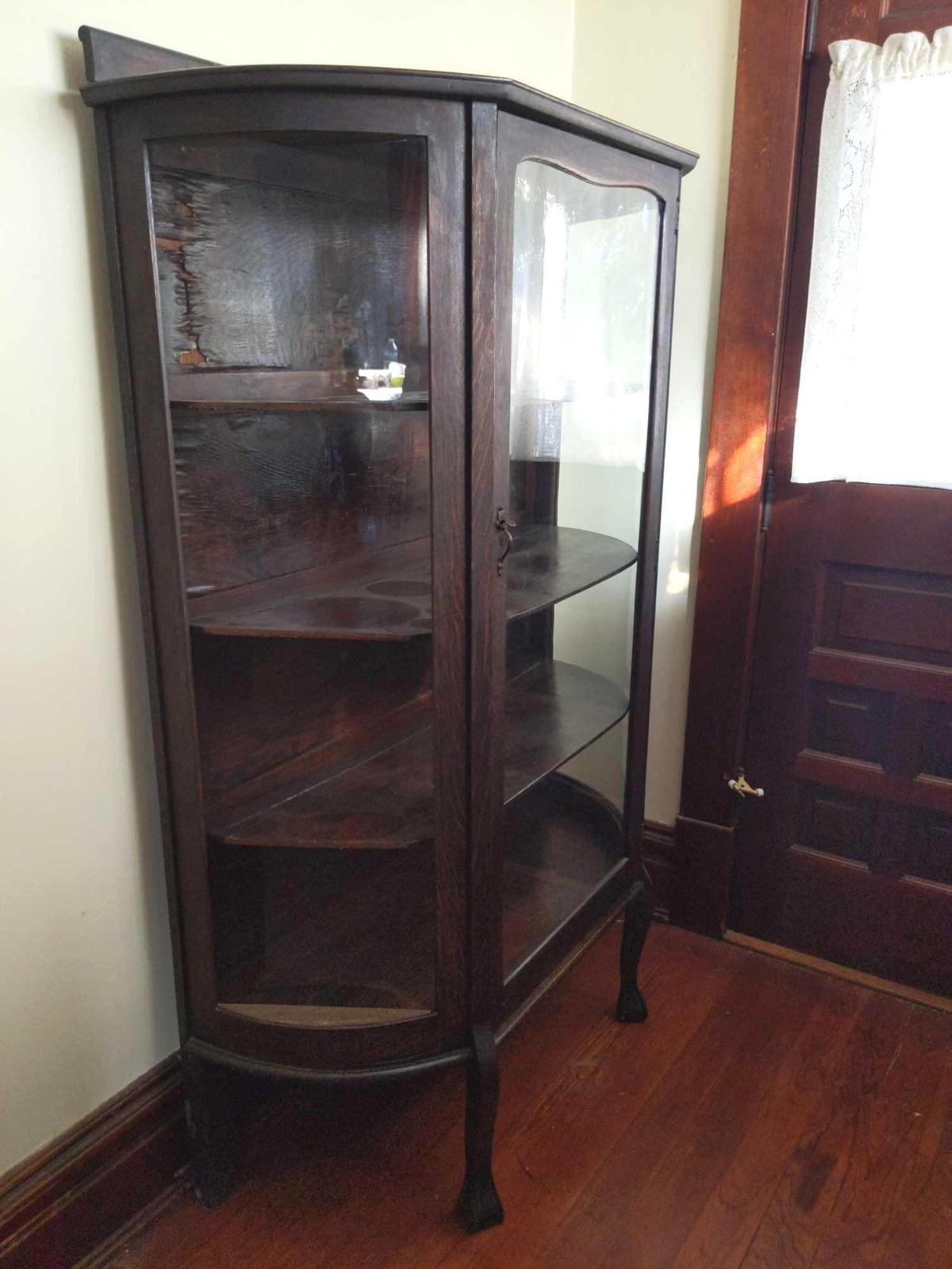 F- Antique Oak China Cabinet