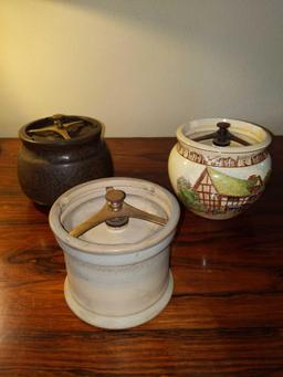 F- Lot of (3) Antique Tobacco Containers