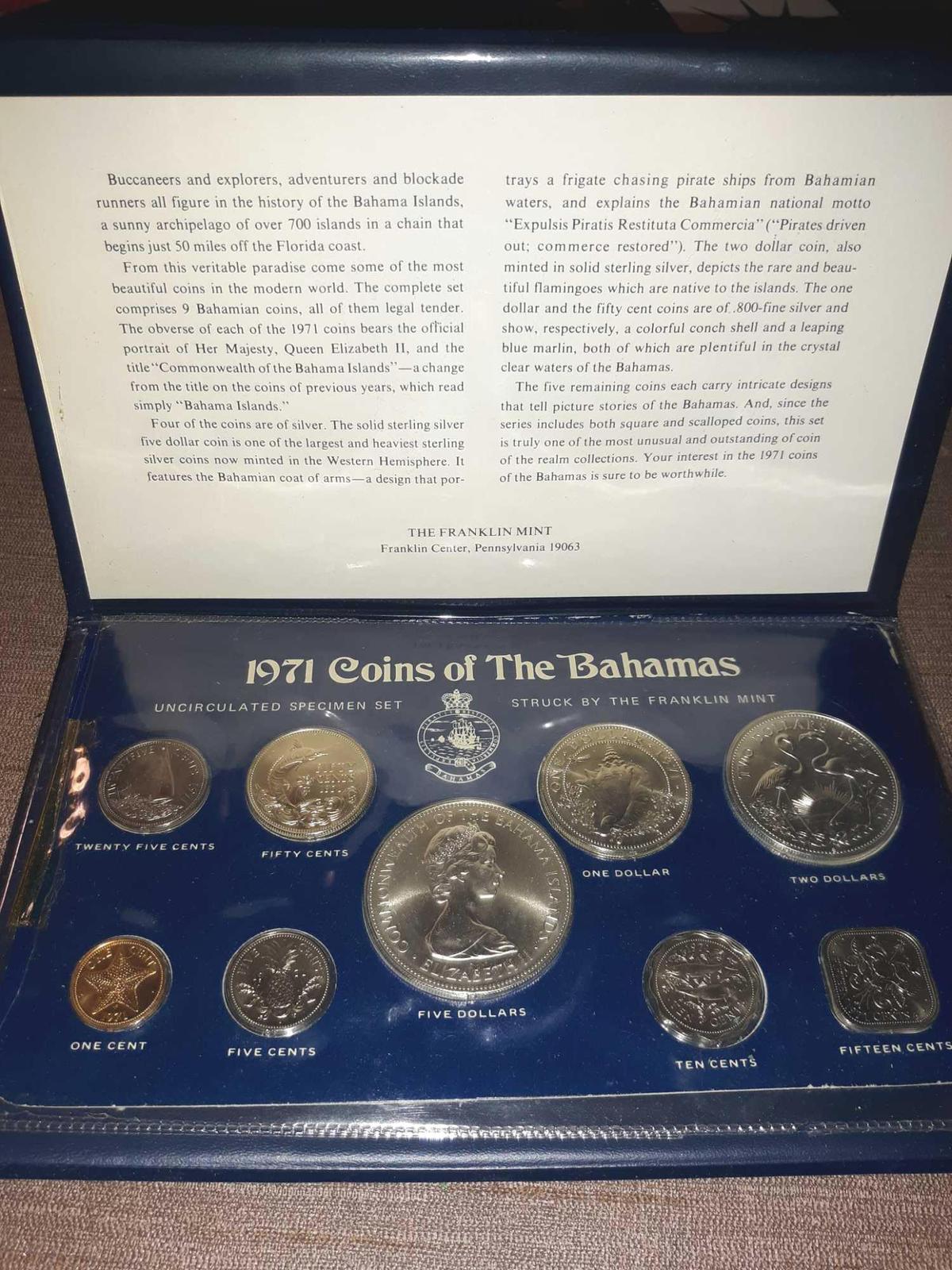 1971 Coins of the Bahamas Uncirculated Franklin Mint