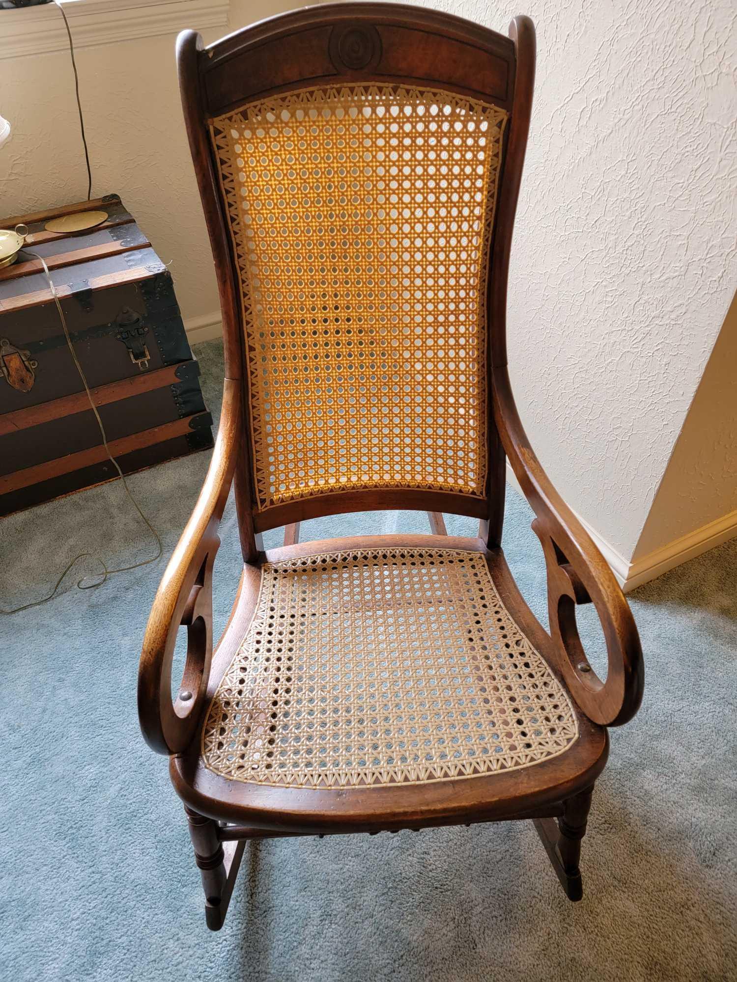 BR-1 Wood/Rattan Rocking Chair