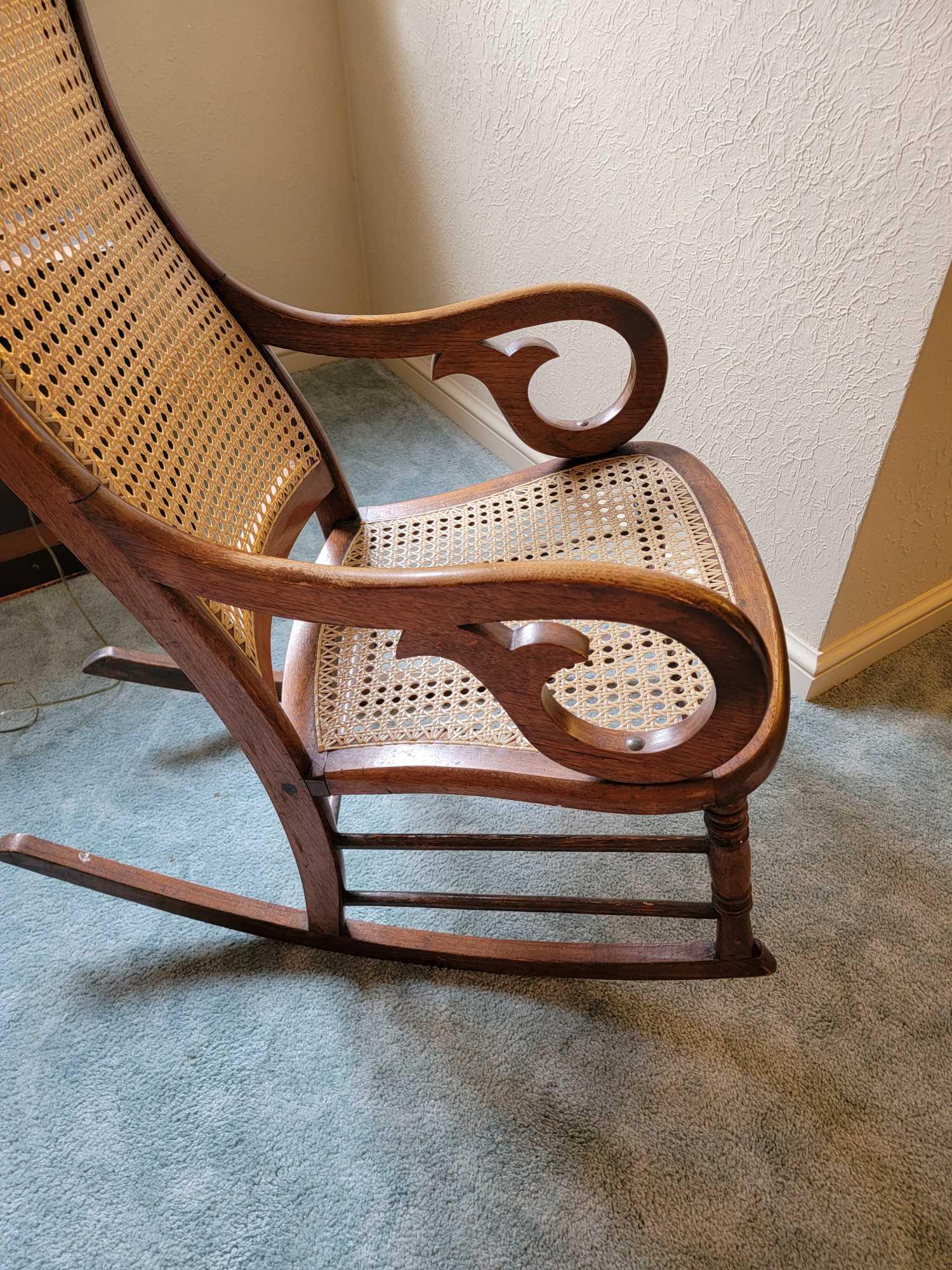 BR-1 Wood/Rattan Rocking Chair