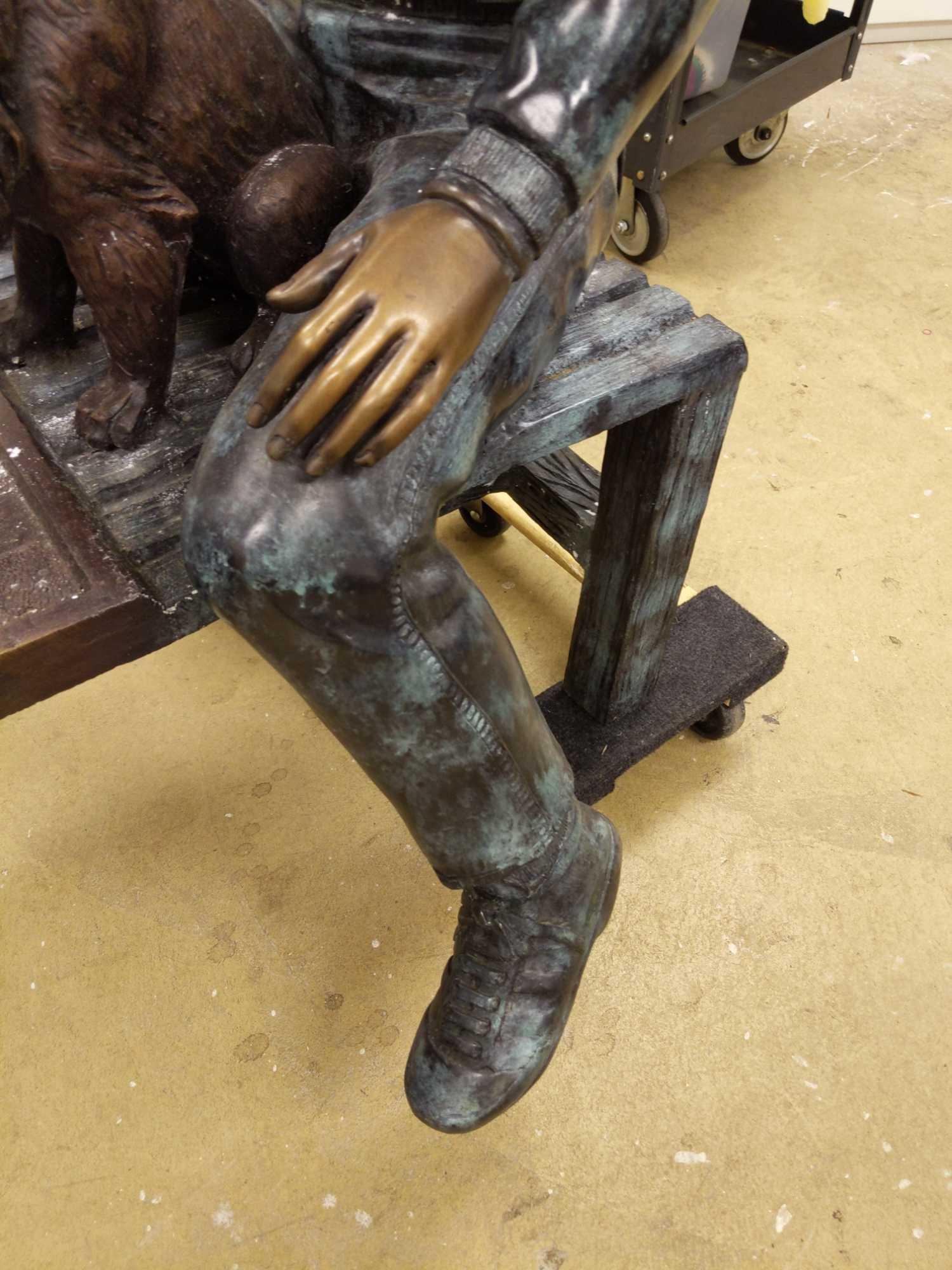 R4- Bronze Statue of Boy and Girl Playing Checkers with Dog