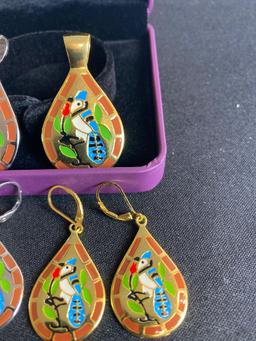 Vivir World Native American Collection Silver Pendant, Silver Earrings, Gold Earrings and Gold