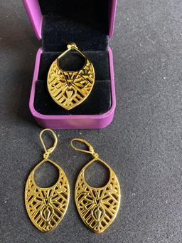 Vivir World Aztec Collection Gold Earrings and Gold Pendant