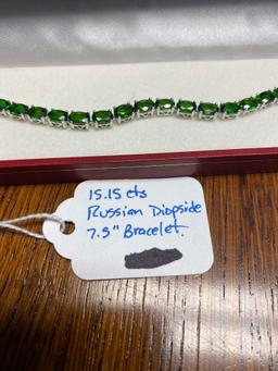 15.15 Cts. Russian Diopside 7.5" Bracelet