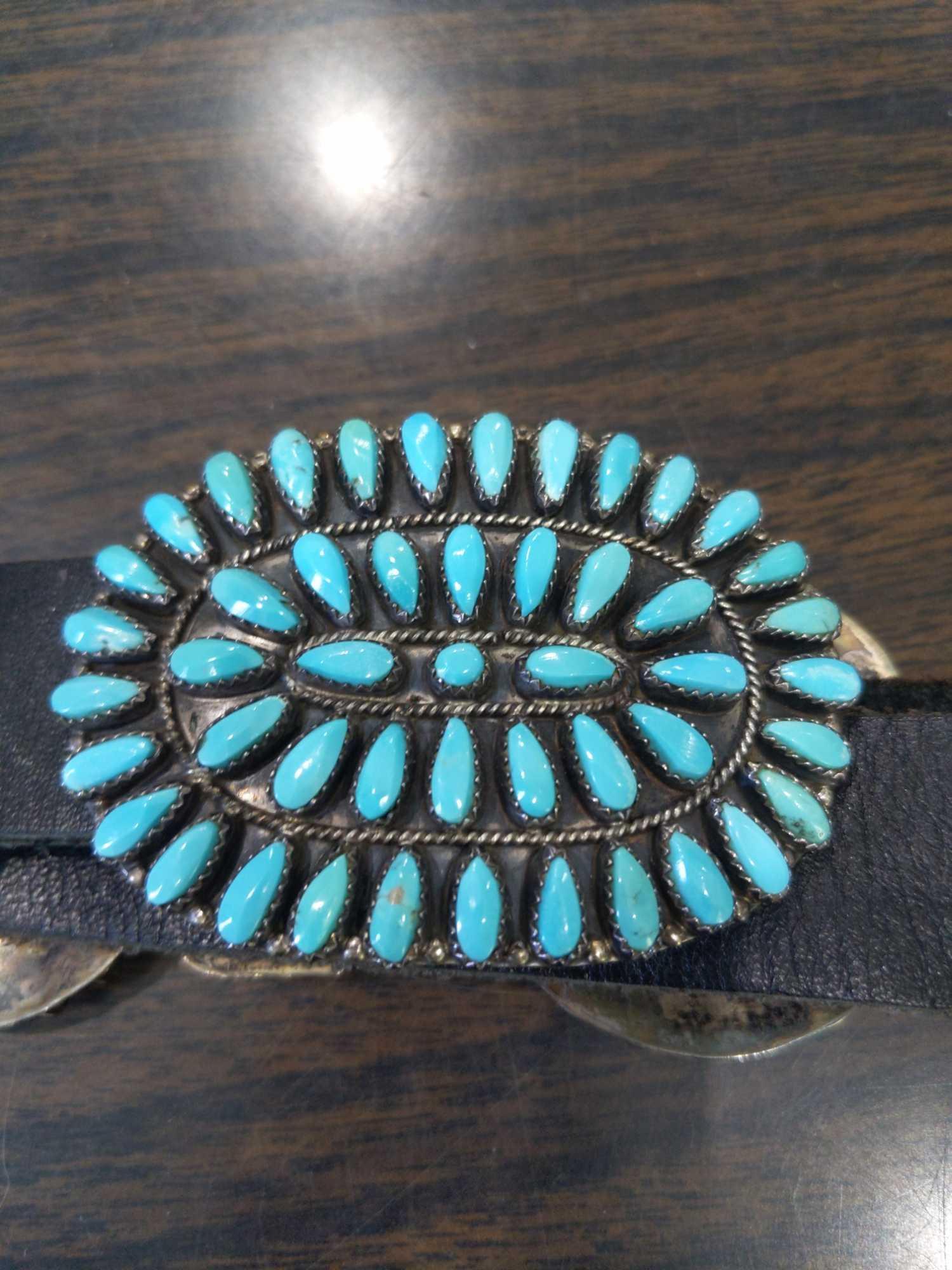 WS- Turquoise Belt with Sterling Silver Buckle