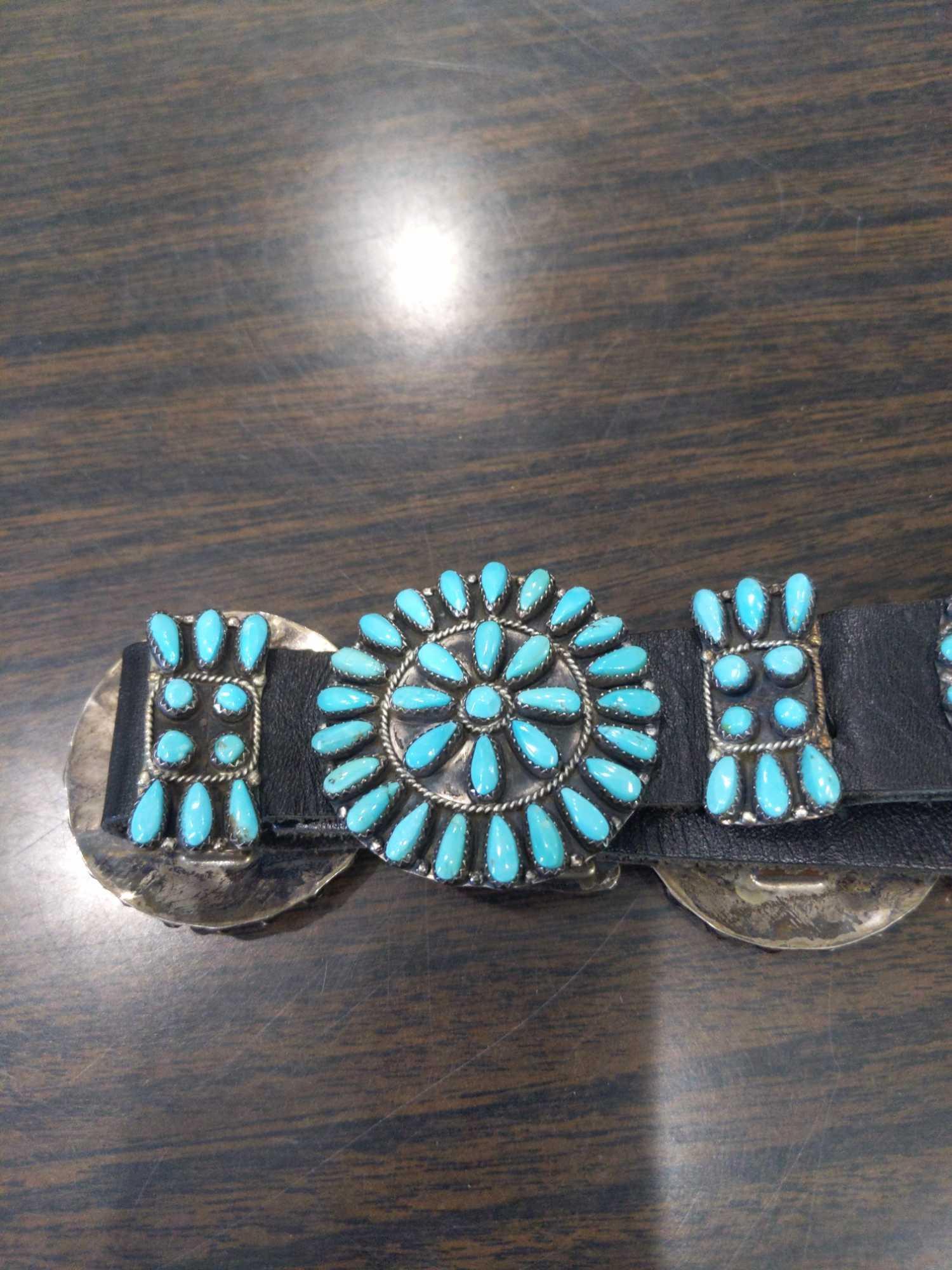 WS- Turquoise Belt with Sterling Silver Buckle