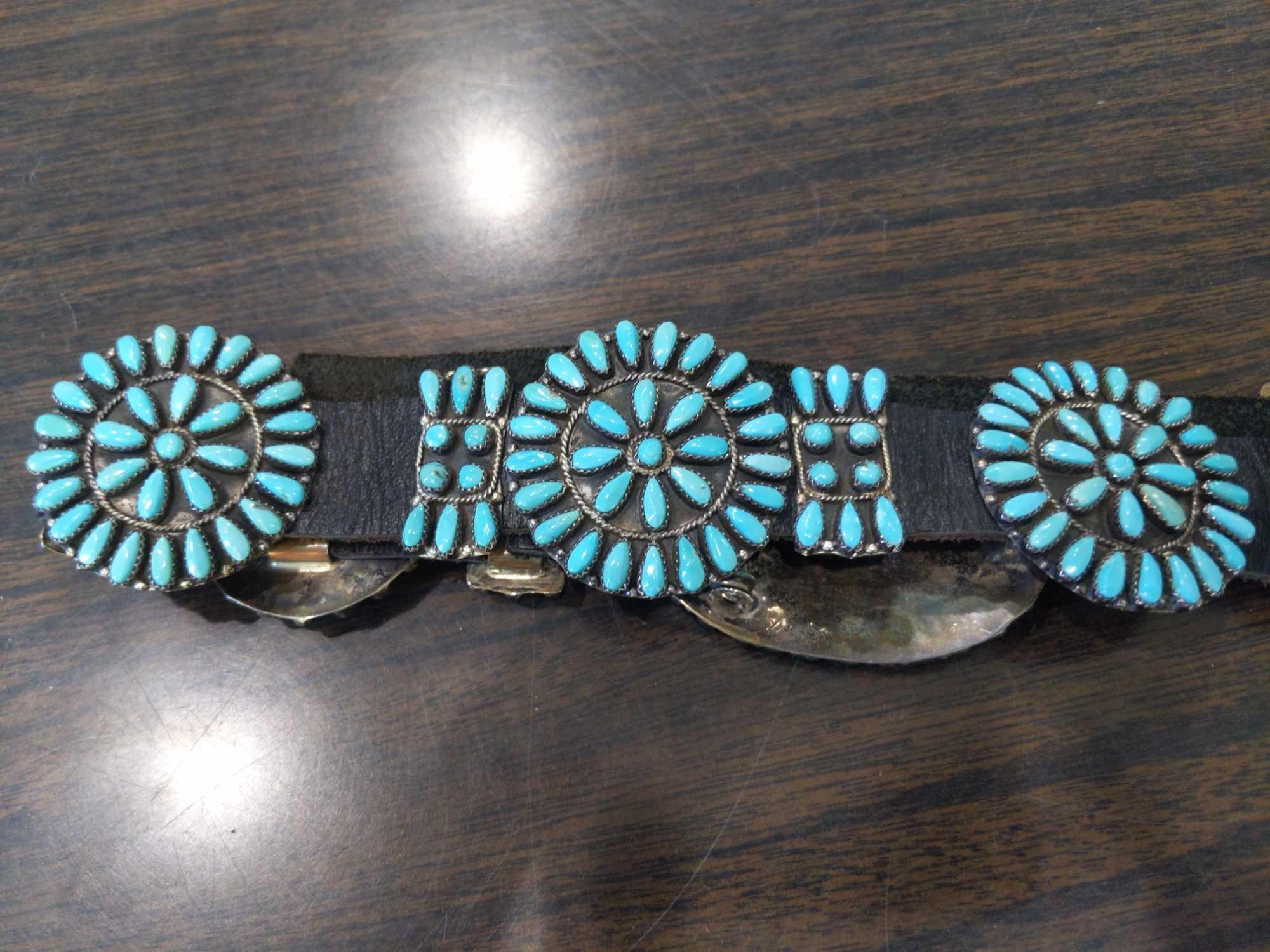 WS- Turquoise Belt with Sterling Silver Buckle