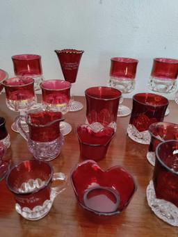 Garage 1 - Lot of Ruby Colored Cut Glass