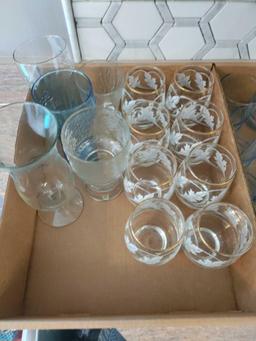 (K)- (3) Boxes Glass Ware