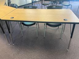 Room 201B- (2) Tables and (1) Trapezoid Table With (5) Lifetime Chairs