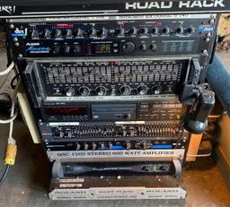 B- Mixer, Equalizer, Processor, Amplifier, and Speakers