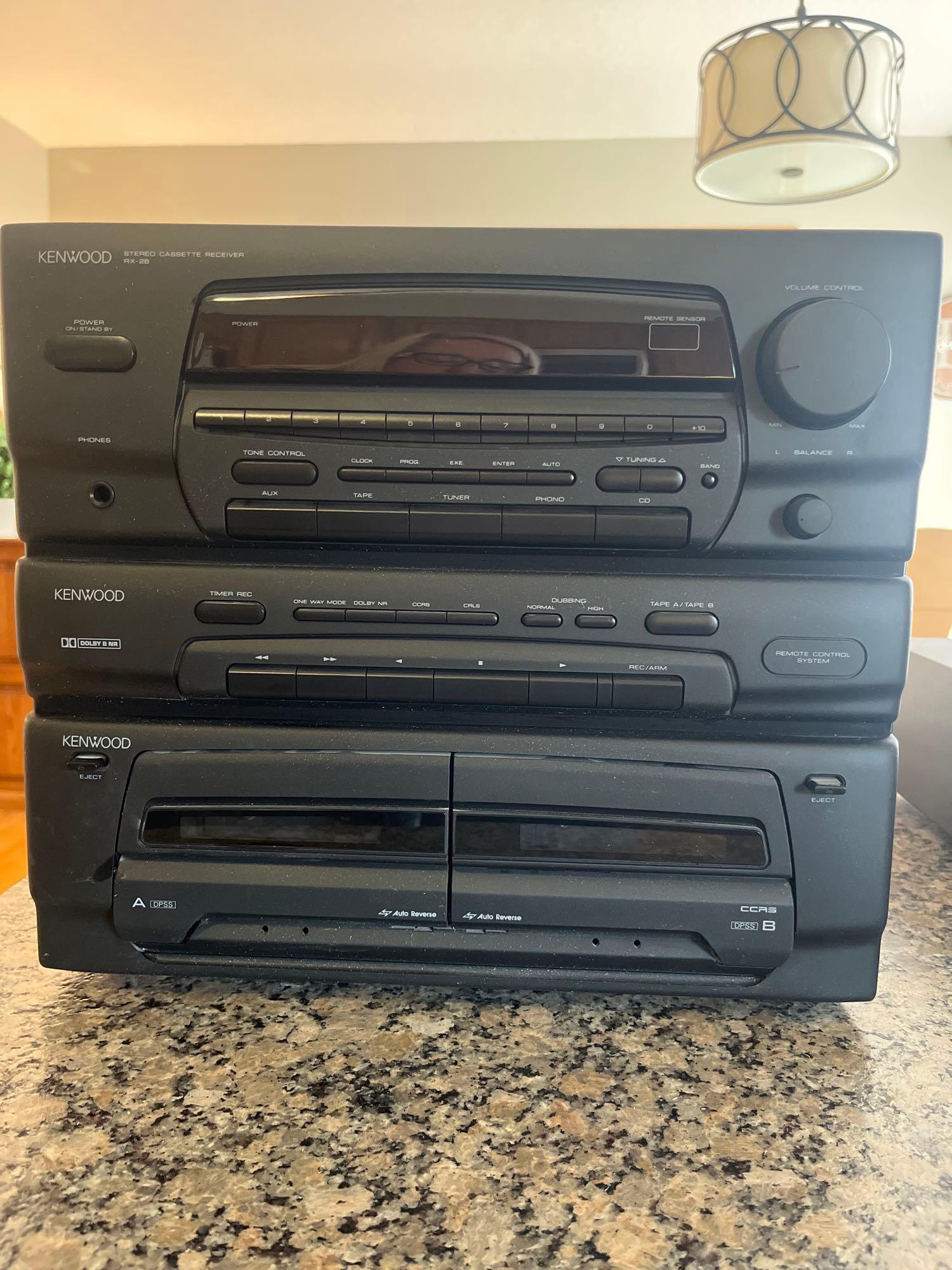 G- Kenwood Stereo Cassette Receiver, Compact Disc Player, and (2) Speakers