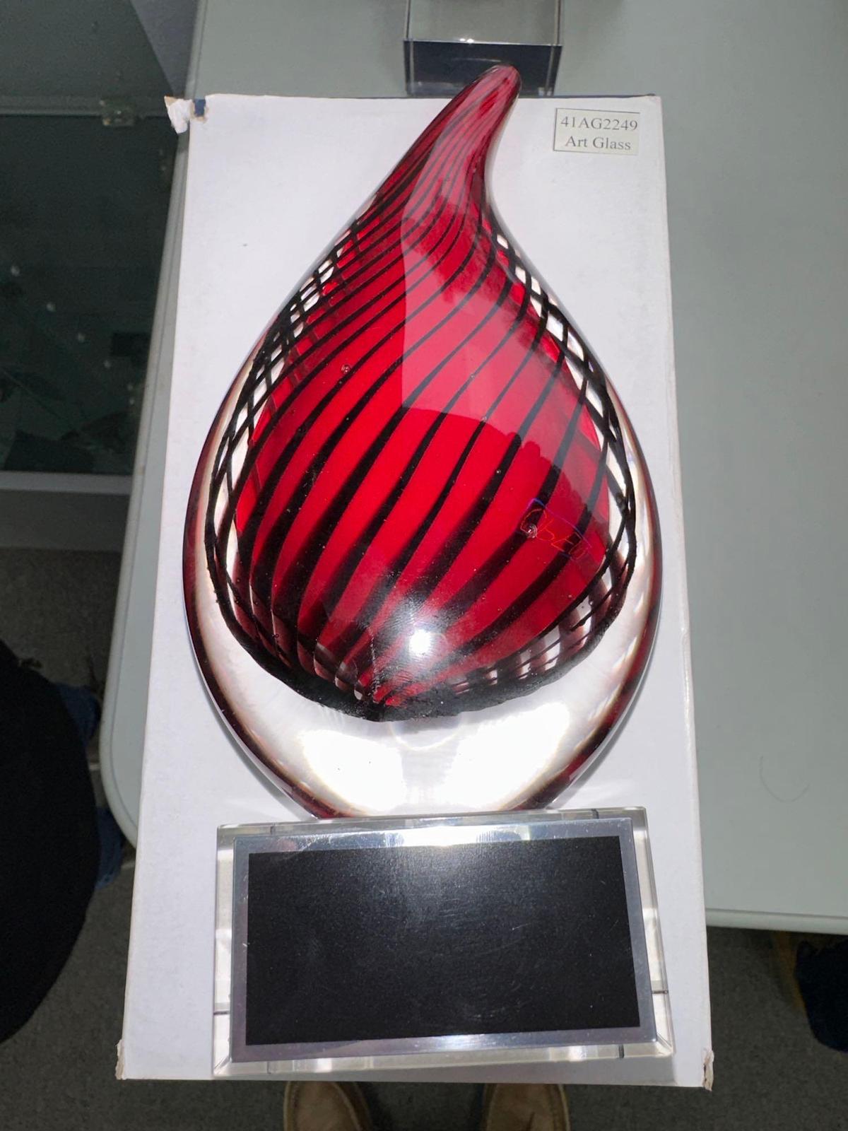 F- (3) Art Glass Trophies