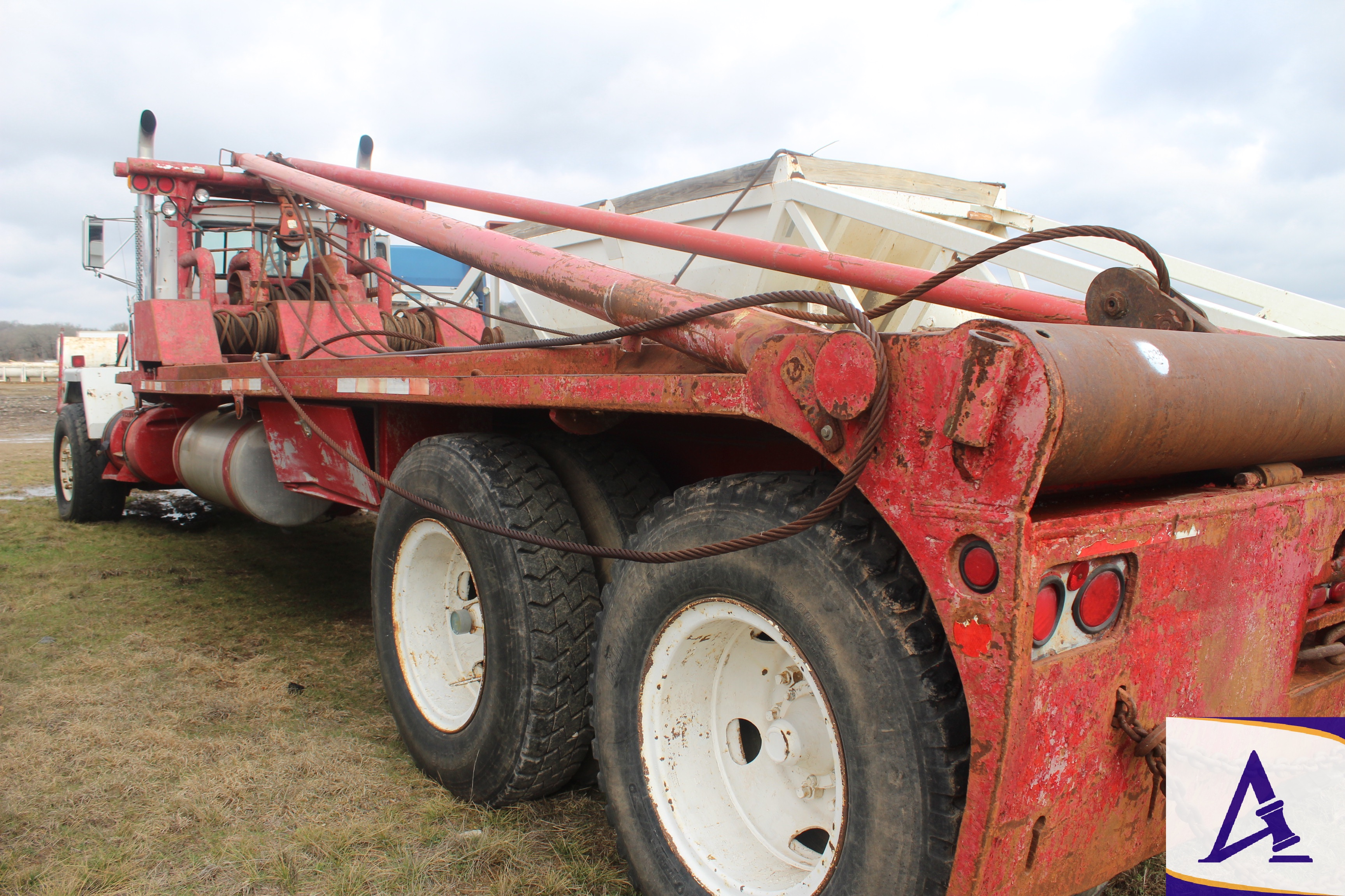 MACK Gin Pole Winch Truck, (3) Braden Winches, 20' Poles