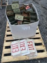 Storage Bin Trays and Exit Signs