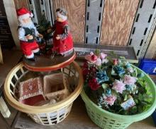 Flowers, Santa, picture frame and 2 Baskets