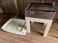 Small Table and Plastic Folding Trays