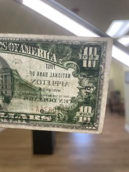 $10 - 1929 Bank of Appleton WI Brown Seal Note