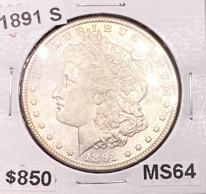 1891-S Morgan Silver Dollar CHOICE BU