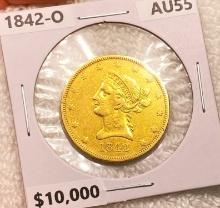 1842-O $10 Gold Eagle CHOICE AU