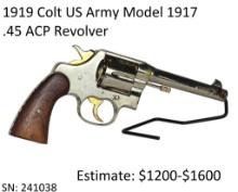 1919 Colt US Army Model 1917 .45 ACP Revolver