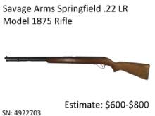 Savage Arms Springfield .22 LR Model 1875 Rifle