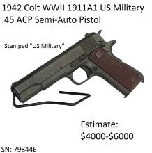 1942 Colt WWII 1911A1 US Military .45 ACP Pistol