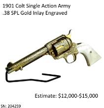 1901 Colt Single Action Army .38 SPL Gold Engraved