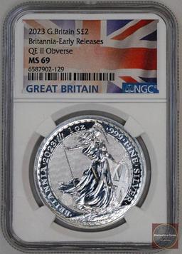 2023 Great Britain Britannia Silver QE II Obverse (NGC) MS69 Early Releases