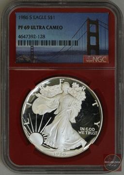 1986 S American Silver Eagle 1oz. (NGC) PF69 Ultra Cameo