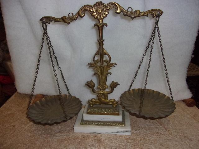 "DECORATIVE BRASS AND MARBLE SCALE