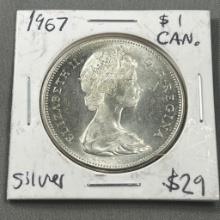 1967 Canada One Dollar coin, 80% Silver