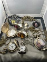 Lot of asst pocket watches, most will need batteries replaced.