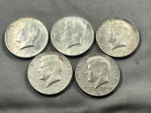 5- 40% Silver Kennedy Half Dollars