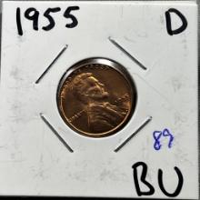 1955-D US Wheat Cent, great looking coin, AU/BU