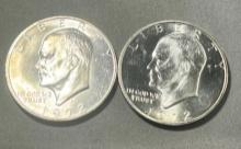 2- 1972-S 40% Silver Eisenhower Dollar coins
