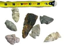 Arrowheads Indian Artifacts Lot of 7 Fayette Co KY Largest 3 1/4" Flint